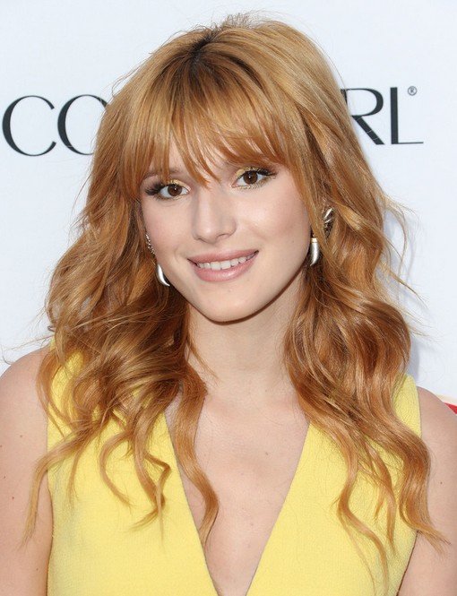 Bella Thorne Long Hairstyles: Wavy Hairstyle with Blunt Bangs
