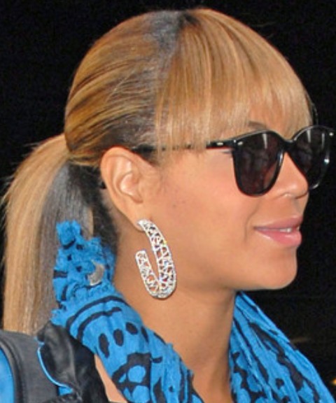 Beyonce Hairstyles: Cute Ponytail with Bangs