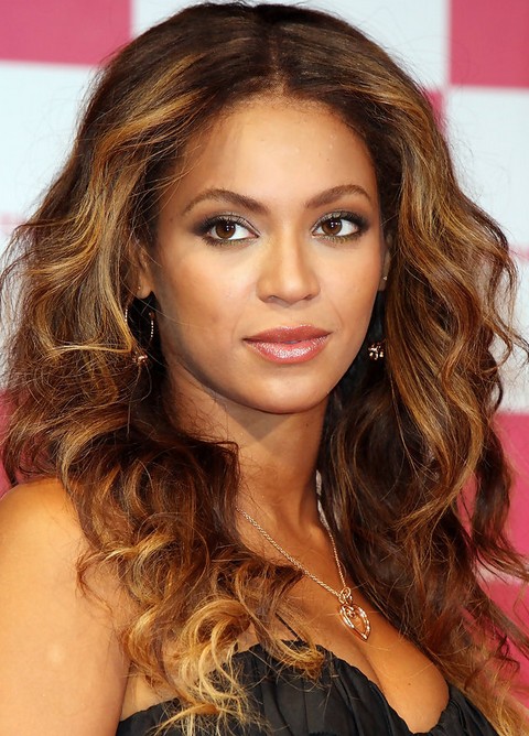 Beyonce Long Hairstyles: Radiant Center-parted Wavy Haircut
