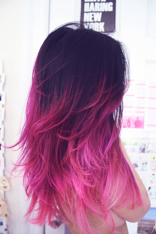 Dark To Pink Ombre Hair Feathery Pink Dip Dye Fantasy