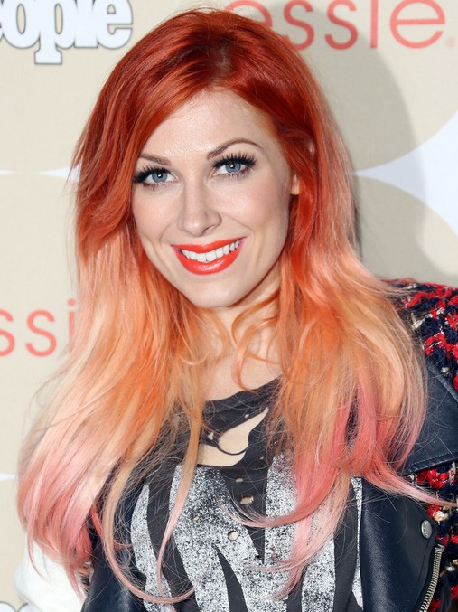Bonnie McKee Red Long Hairstyles: Ombre Straight Hairstyle