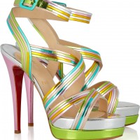 CHRISTIAN LOUBOUTIN Meteorita 140 metallic leather sandals