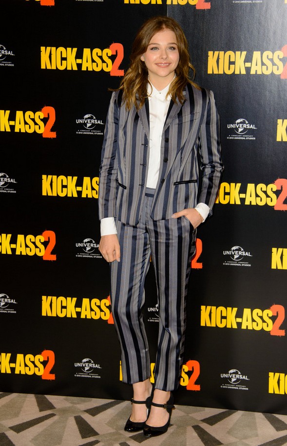 Chloe looked Gray-and-navy Striped Pantsuit by Viktor & Rolf
