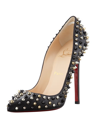 Christian Louboutin Pigalle Spikes Red Sole Pump, Black