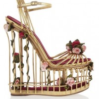 Dolce & Gabbana Rose-embellished metallic leather cage sandals