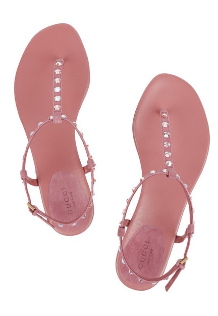 GUCCI Crystal-embellished leather sandals