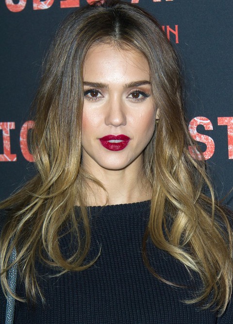 Jessica Alba Long Hairstyles: Ombre Loose Curls for All Face Shapes