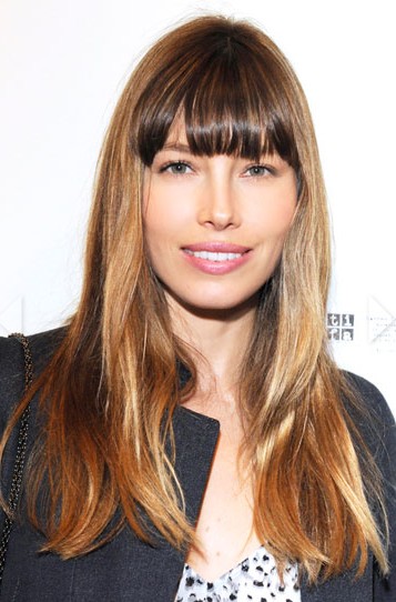 Jessica Biel Long Hairstyle with Bangs