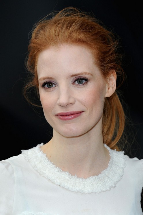 Jessica Chastain Long Hairstyle: Fluffy Ponytail
