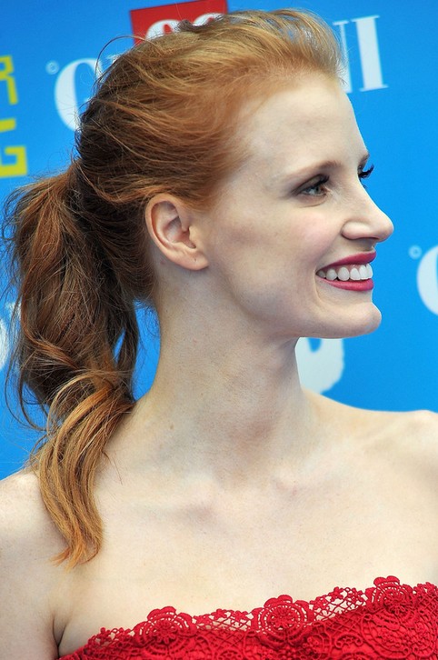 Jessica Chastain Long Hairstyle: Ponytail withour Bangs