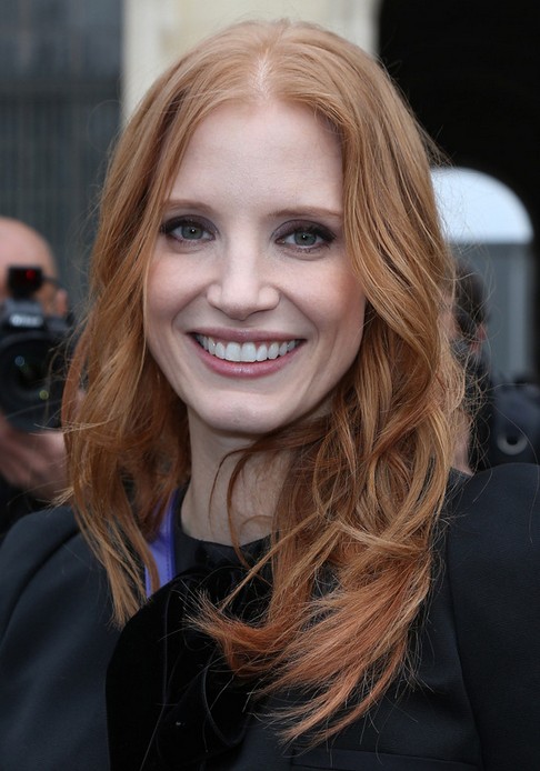 Jessica Chastain Long Hairstyle: Strawberry Curls