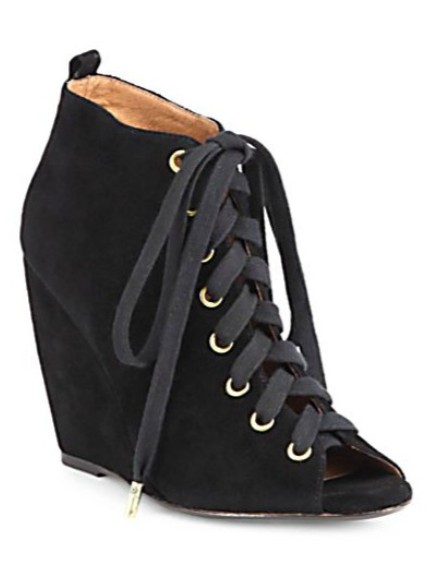 Joie Rainey Suede Lace-Up Wedge Ankle Boots