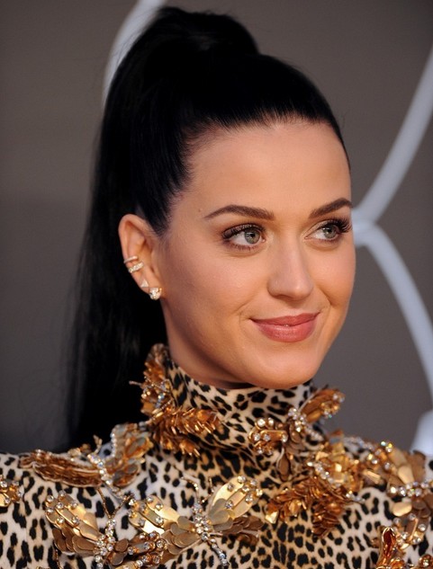 Katy Perry Long Hairstyles 2014: Sleek High Ponytail