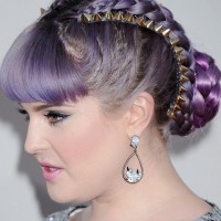 Kelly Osbourne Hairstyles: Super-chic Braided Updo with Blunt Bangs