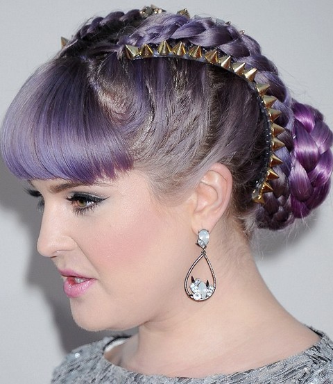 Kelly Osbourne Hairstyles: Super-chic Braided Updo with Blunt Bangs