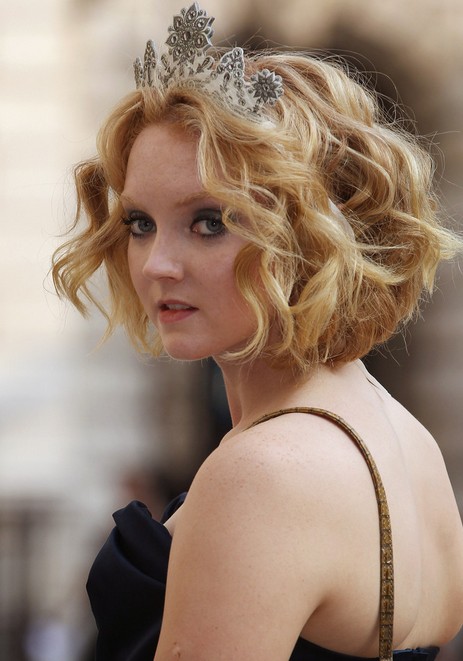 Lily Cole Short Blonde Curly Bob - Short Hairstyle for Curly Hair