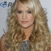 Long Platinum Curly Hair with Long Side Bangs