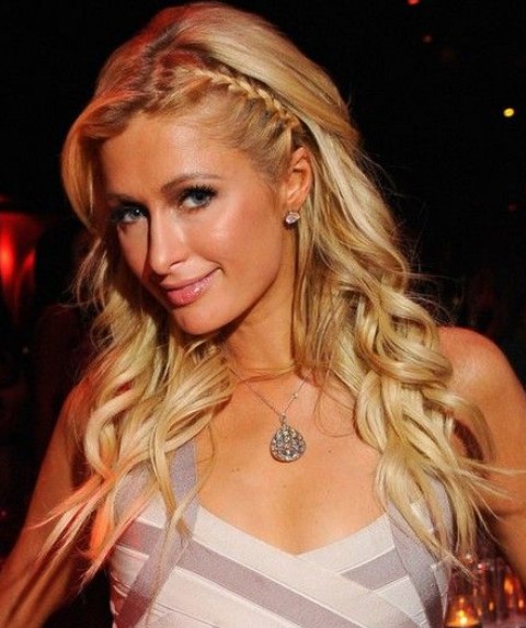 Paris Hilton Hairstyles: Braided Curly Hairstyle