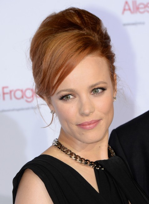 Rachel McAdams Long Hairstyles: 2014 Updo Hairstyle with Bangs