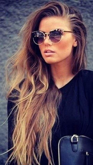 Really Long Ombre Curly Wavy Hairstyle