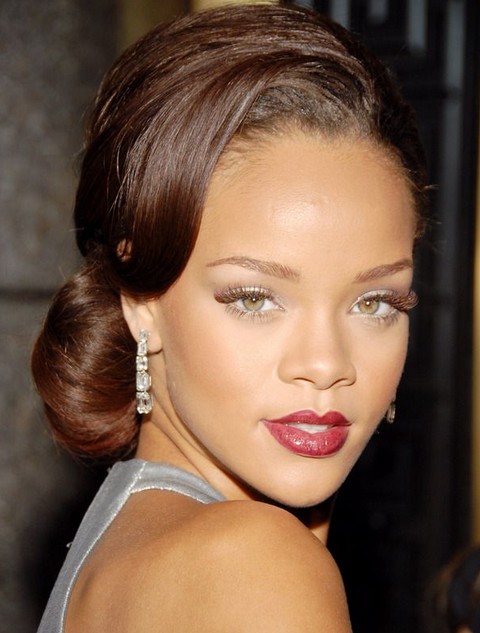 Rihanna Hairstyles: Graceful Chignon