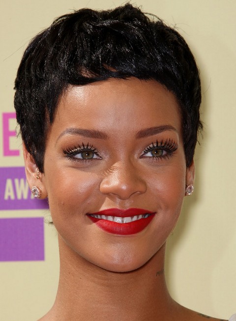 Rihanna Hairstyles: Modern Boy Cut for Oval Face