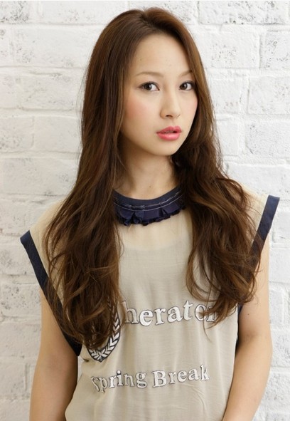 Side Parted Long Wavy Hair for Asian Hairstyles