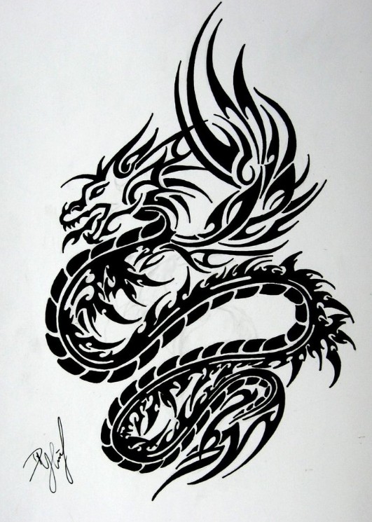 Trible Dragon Tattoo Design