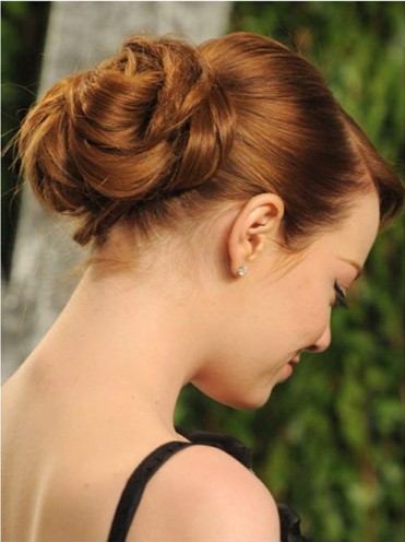 Twisted Bun Hairstyle for Mid-length Straight Hair