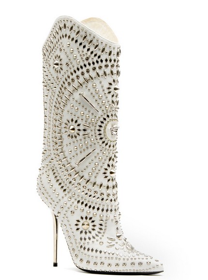 Versace Silver, White and Metallic Boots