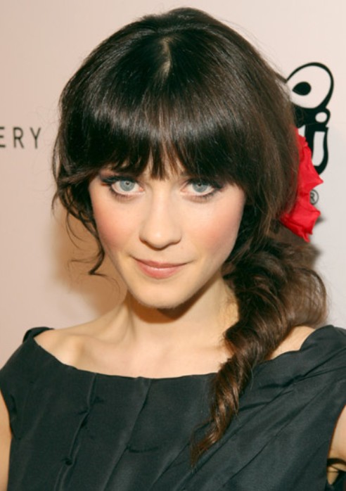 Zooey Deschanel Long Hairstyle: Curly Ponytail