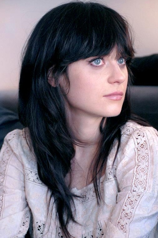 Zooey Deschanel Long Hairstyle: Straight Black Haircut