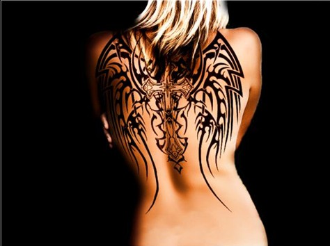 30 Angel Tattoos Designs: Angel Cross Wings Tattoo