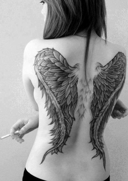 30 Angel Tattoos Designs: Angel Wings Tattoo on Back