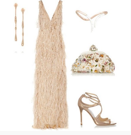 A Gorgeous Combination for New Year Look, Long Evening Dress with Pumps