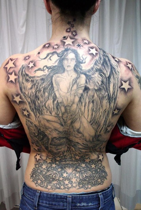 Angel Tattoos Designs: Angel Tattoo and Star