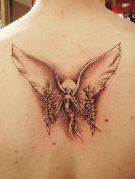 Angel Tattoos Designs: Woman Angel Tattoo on Back of neck