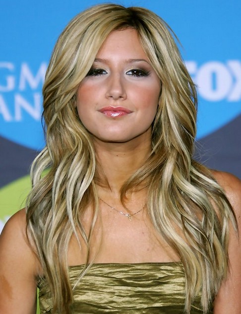 Ashley Tisdale Long Hairstyle: Light Green Hair