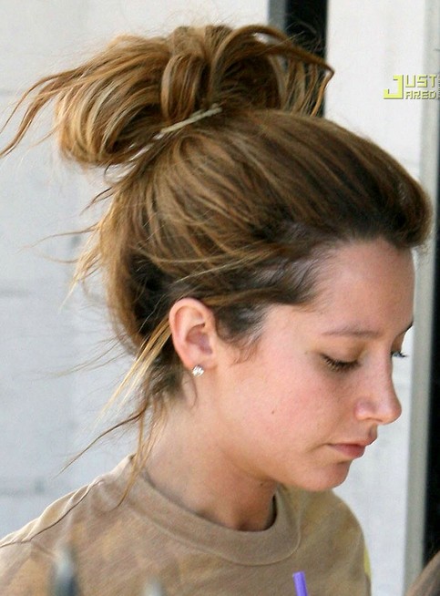Ashley Tisdale Long Hairstyle: Loose Bun for Junior High Girls