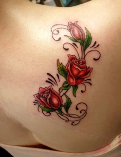 Beautiful red roses tattoo