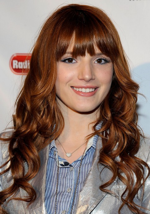 Bella Thorne Long Hairstyle: Curls with Bangs