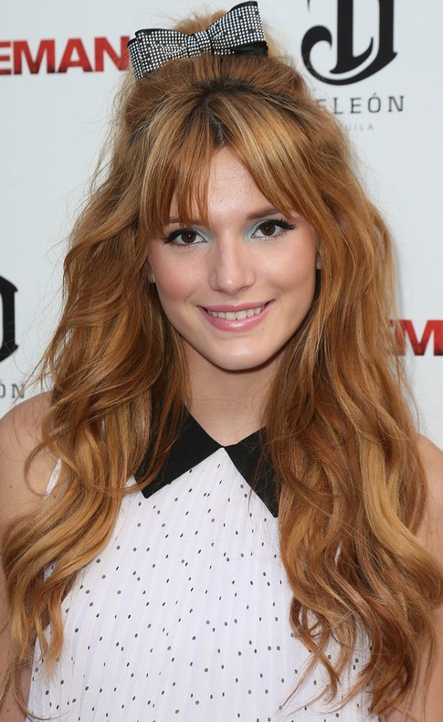 Bella Thorne Long Hairstyle: Half Up Half Down with an Accessory