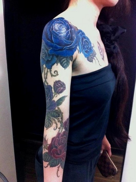 Blue Rose Tattoo on Arm: Girls Tattoos