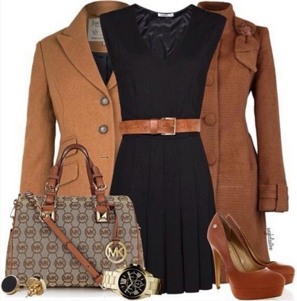 Brown outfits, the little black evening dress