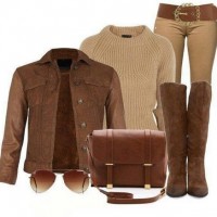 Camel Brown outfit, the classic camel leather jacket with knee-length brown boots