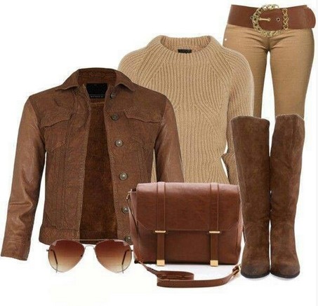Camel Brown outfit, the classic camel leather jacket with knee-length brown boots