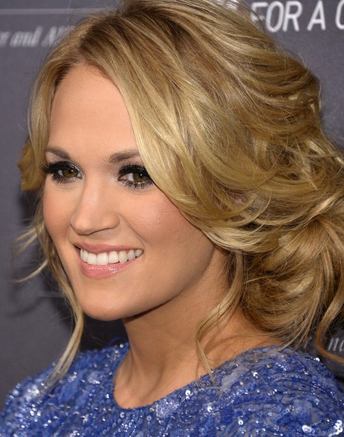 Carrie Underwood Long Hairstyle: Messy Updo