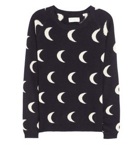 Chinti and Parker Moon intarsia cashmere-Black and White Sweater