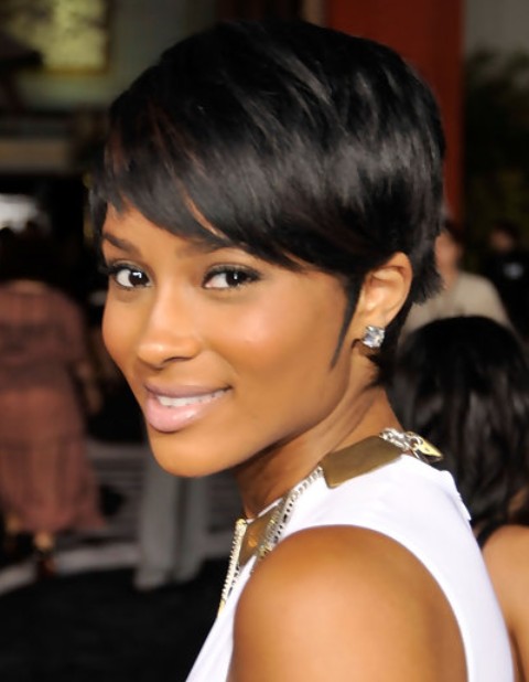 Ciara Short Hairstyle: Side-swept Part
