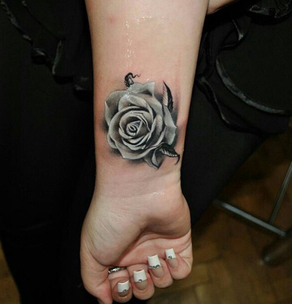 Cool Rose Tattoo on Wrist Rose Wrist Tattoos For Men